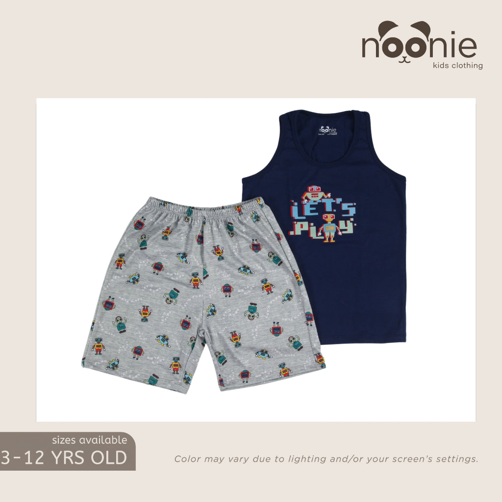 Noonie - Boys Terno (3-12yo)- Cotton Sando and Shorts Set Stretchable - Graphic with DTF print