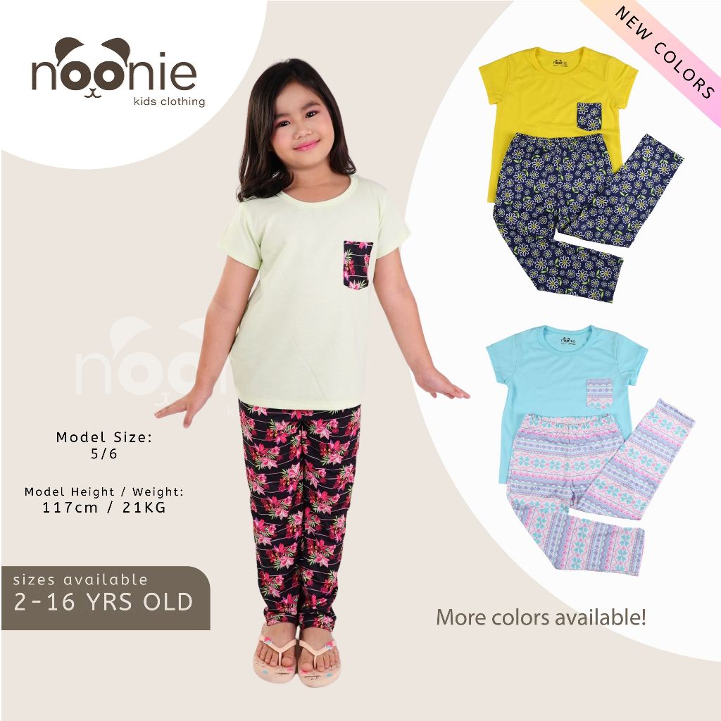Noonie - Girls / Plus Terno (2-16Y) - Cotton T-shirt & Pajama Set - Sleepwear outfit for kids chubby