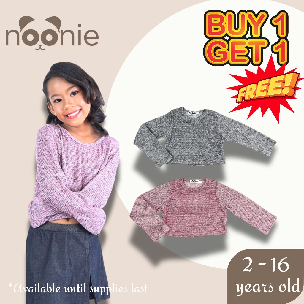 < Buy 1 Take 1 >Noonie - Girls Sweater (2-16Y)- Cropped Long Sleeves - Kids outfit for girls jacket