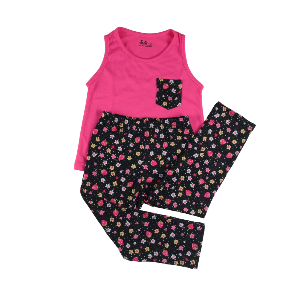 Noonie - Girls Terno (2-16Y)- Cotton Sando Tank & Pajama Set - Terno Outfit for Kids Girl - Pantulog