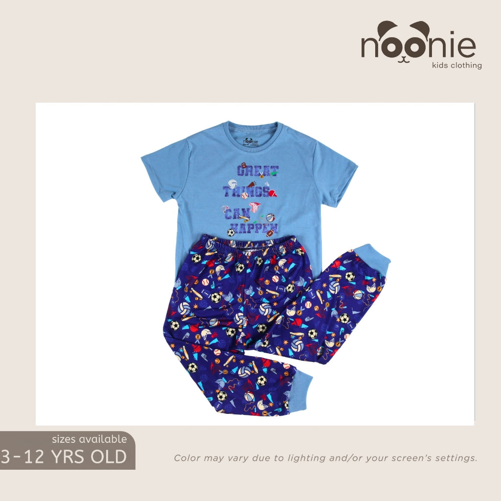 Noonie- Boys Terno (3-12Y) - Cotton T shirt & Pajama Jogger Set Sleepwear - Graphic DTF print