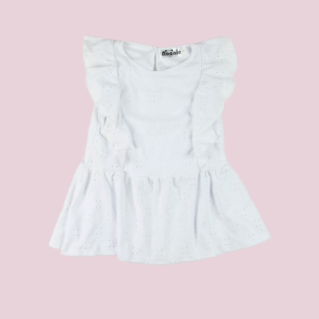 Noonie- Girls Blouse (2-16yo) - Eyelet Peplum Blouse with lining - Tops OOTD Girls Outfit