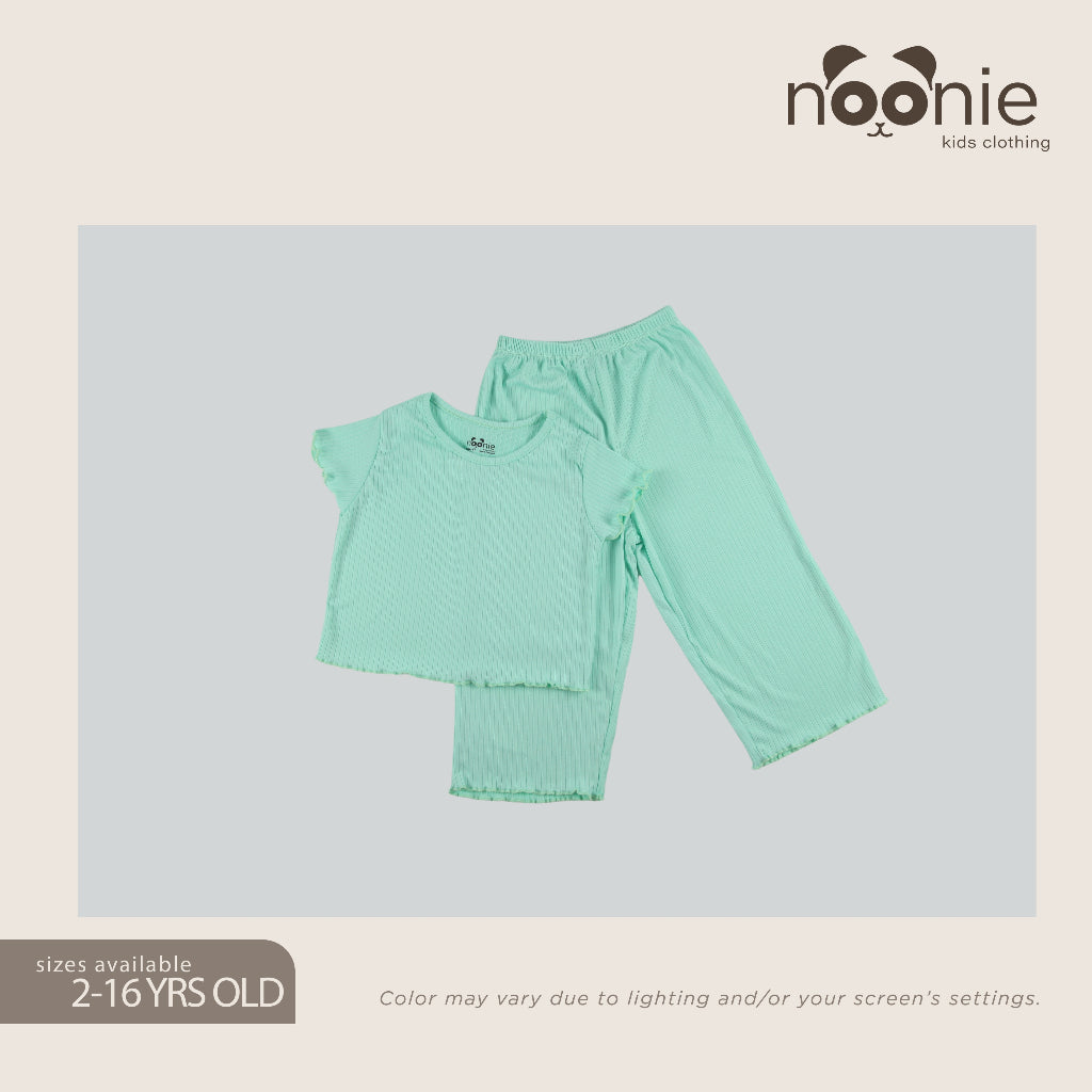 Noonie-Girls Terno - Cropped Top and Ankle Square Pants - Lettuce Hem Bitin Tokong