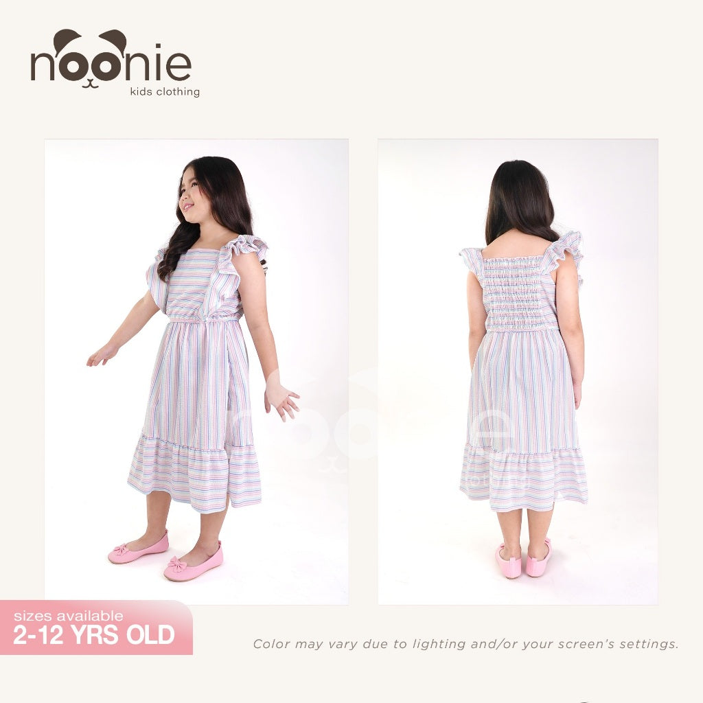 Noonie - Girls Dress (2-12Y) - Cotton Ruffled Dress - Seersucker - Kids Outfit for Girls