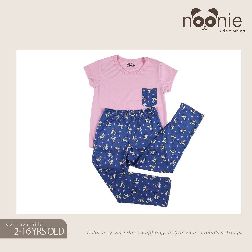 Noonie - Girls / Plus Terno (2-16Y) - Cotton T-shirt & Pajama Set - Sleepwear outfit for kids chubby