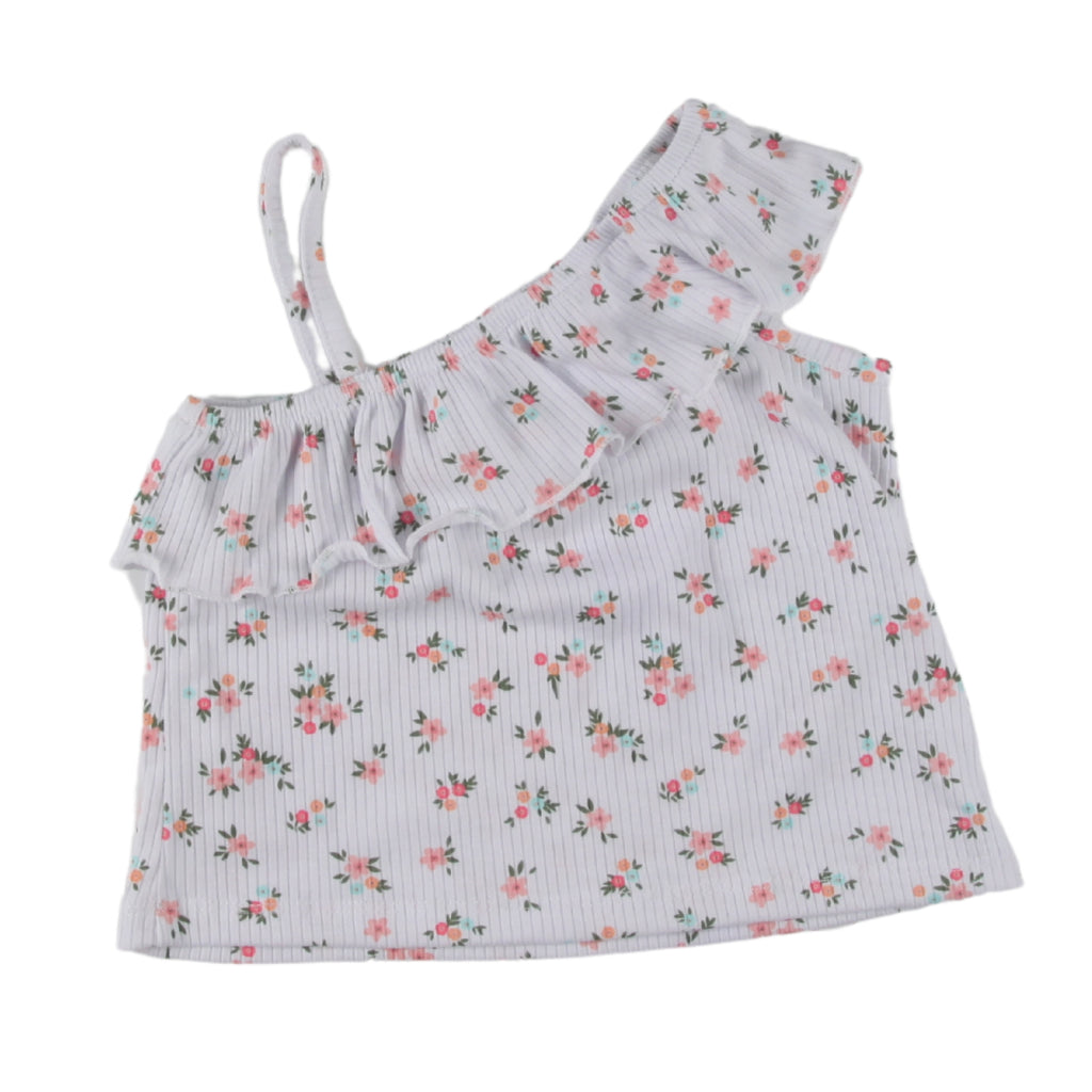 Noonie - Girls Blouse (2-8 yo) - Cotton Ribbed Asymmetric with Ruffles- Tops