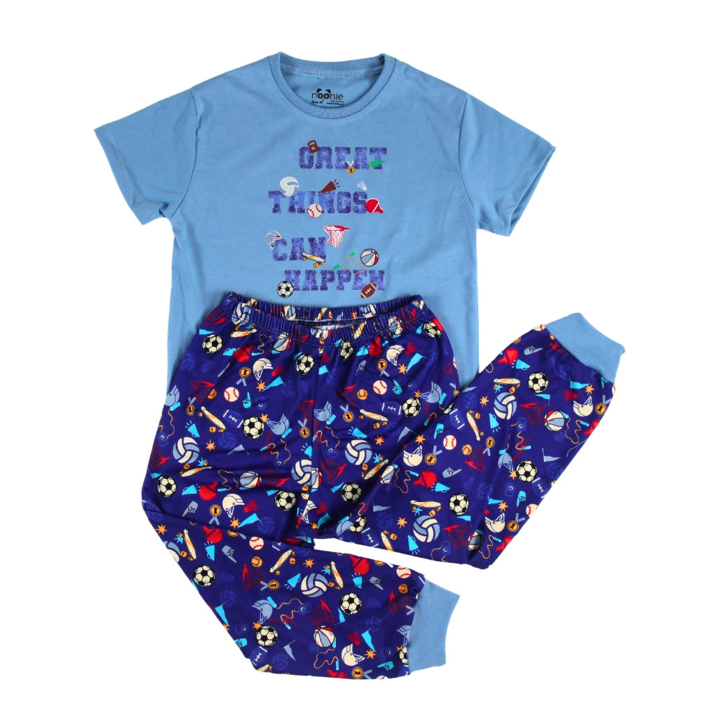 Noonie- Boys Terno (3-12Y) - Cotton T shirt & Pajama Jogger Set Sleepwear - Graphic DTF print