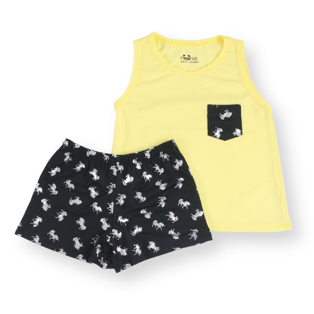 Noonie- Girls Terno (2-16Y) - Cotton Sando Tank & mini Shorts Set - Terno outfit for kids girls