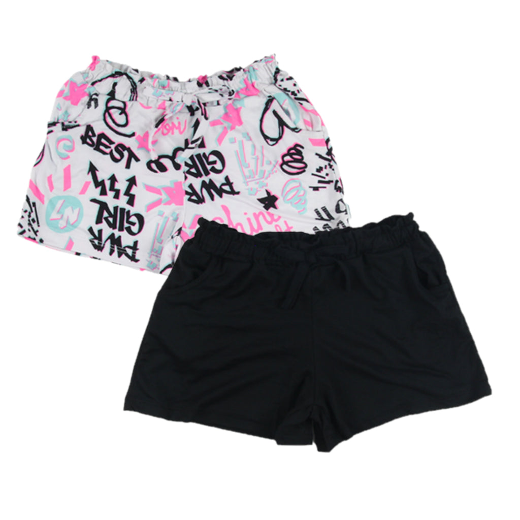 < Clearance >Noonie - 2pc Girls Shorts (4-16Y) - Stretchable 2-Pack Shorts with Pockets
