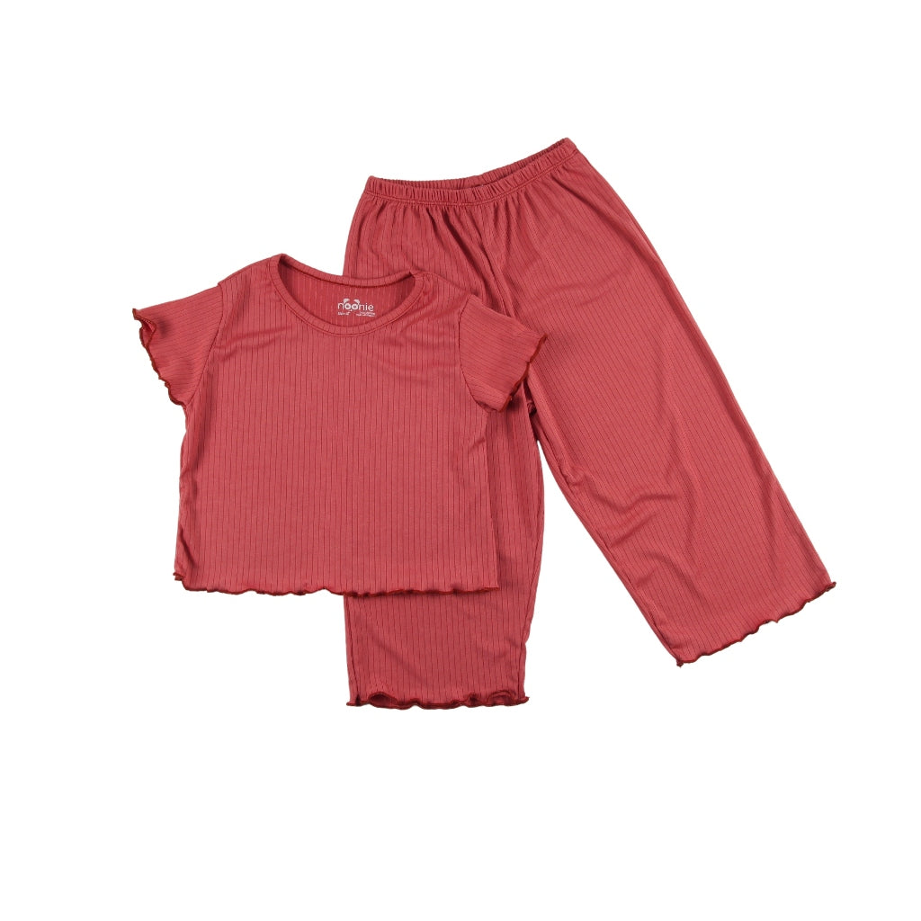 Noonie-Girls Terno - Cropped Top and Ankle Square Pants - Lettuce Hem Bitin Tokong