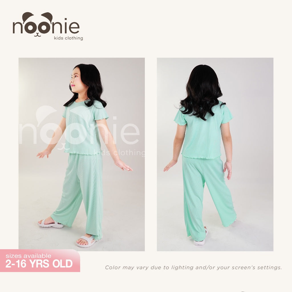 Noonie-Girls Terno - Cropped Top and Ankle Square Pants - Lettuce Hem Bitin Tokong