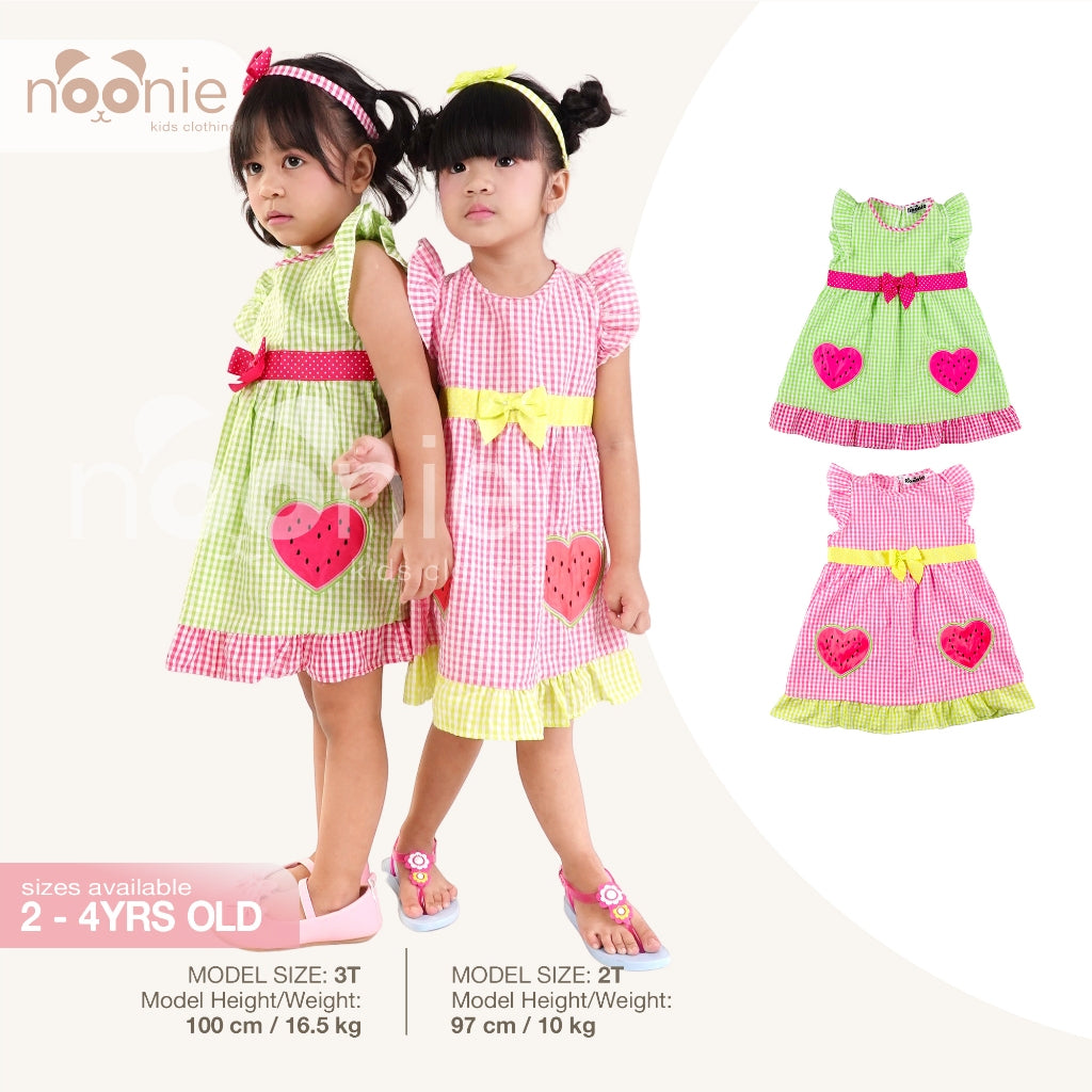 Noonie- Girls Dress (2-4Y)- Toddler Cotton Serrsucker Flutter Dress -Colorful Summer Dress