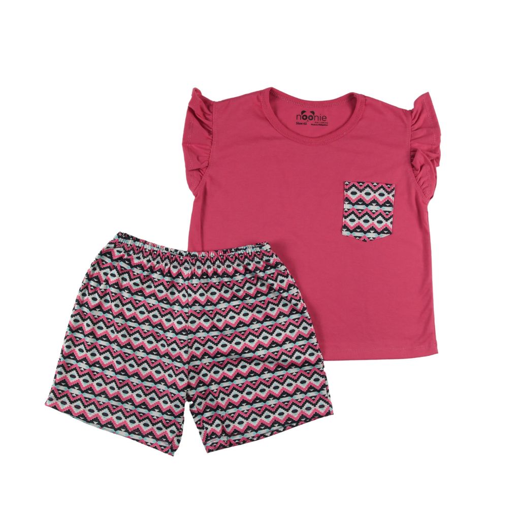 Noonie- Plus Size Kids (4-10yo)- Girls Shorts Set - Cotton Flutter Tops Terno Big Chubby Kids