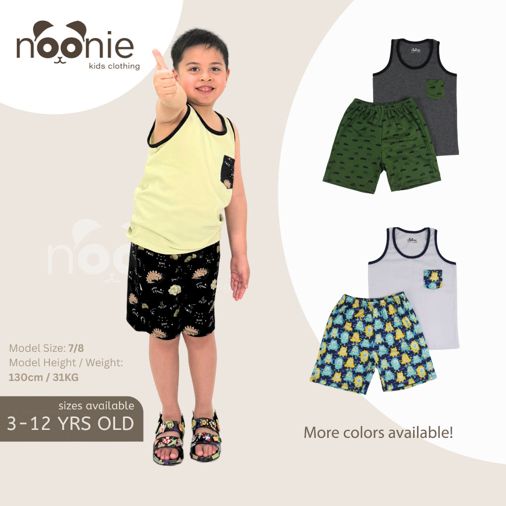 Noonie - Boys Terno (3-12yo)- Cotton Sando and Shorts Set Stretchable