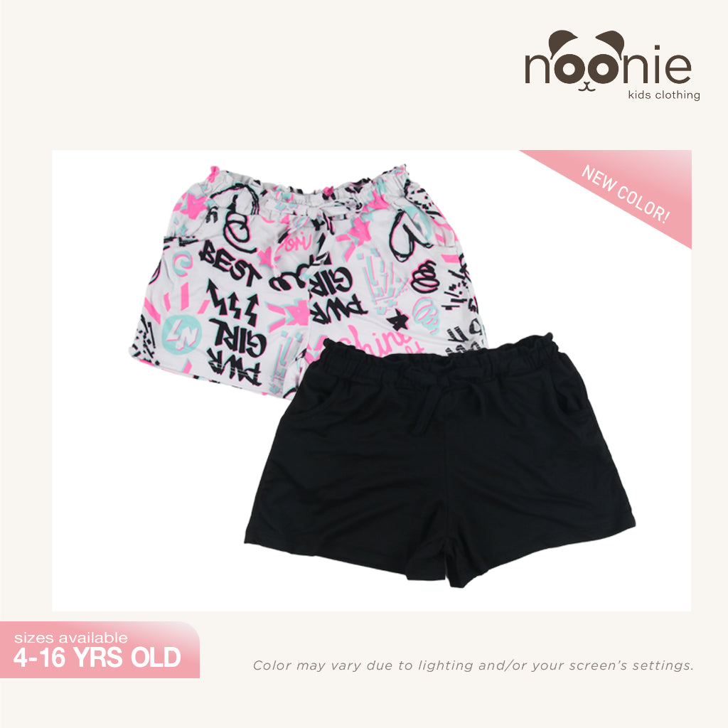 < Clearance >Noonie - 2pc Girls Shorts (4-16Y) - Stretchable 2-Pack Shorts with Pockets