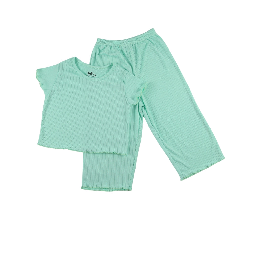 Noonie-Girls Terno - Cropped Top and Ankle Square Pants - Lettuce Hem Bitin Tokong