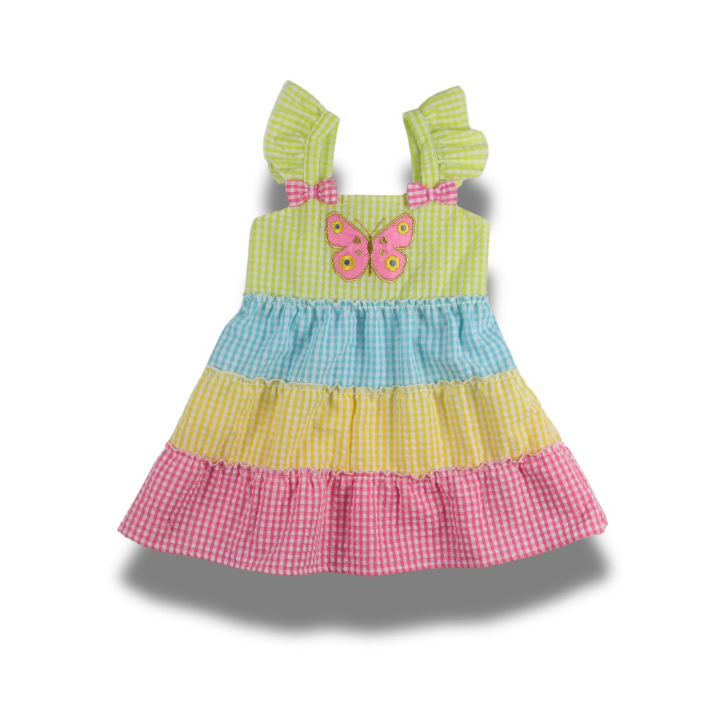Noonie- Girls Dress (2-4Y)- Toddler Baby Doll Smocked Colorful Dress for kids - Above the Knee