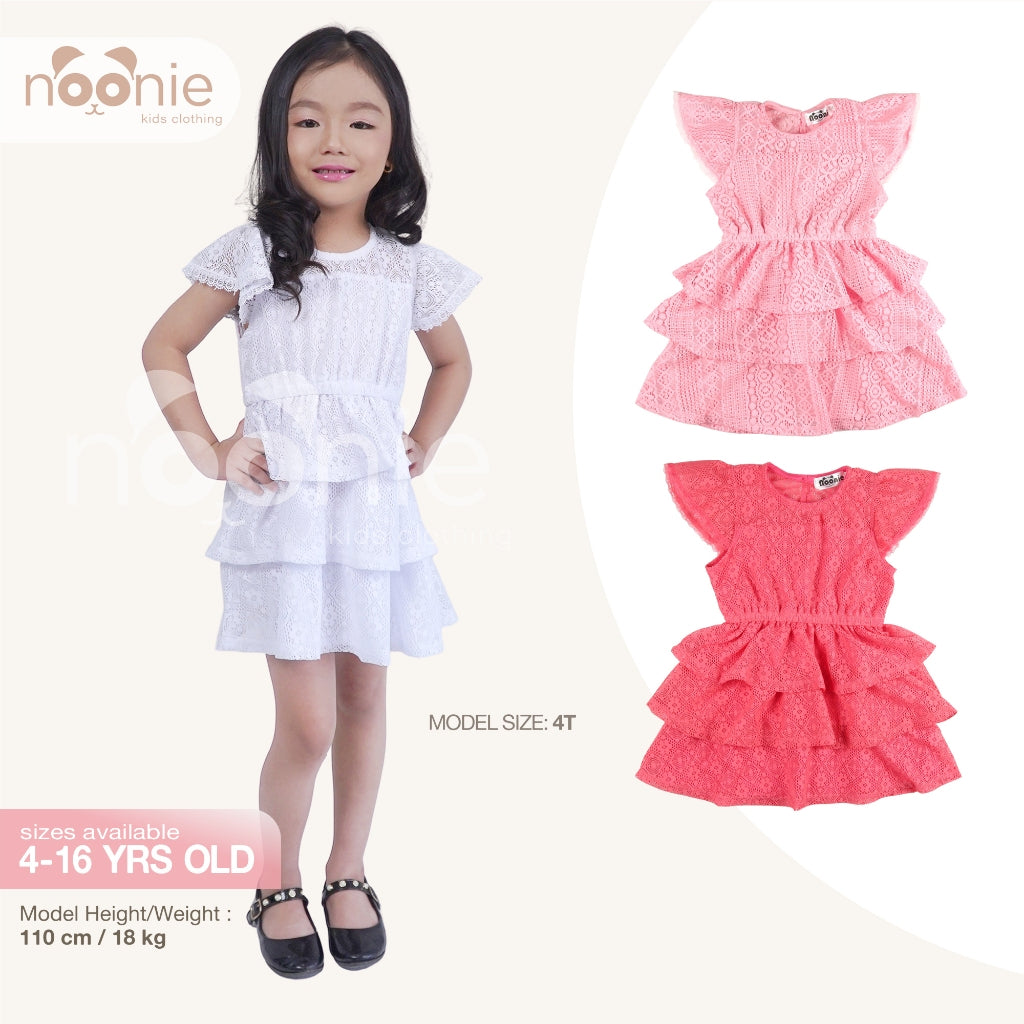 < Clearance >Noonie- Girls Dress (2-12Y)- Butterfly Sleeves w/ Layered Skirt
