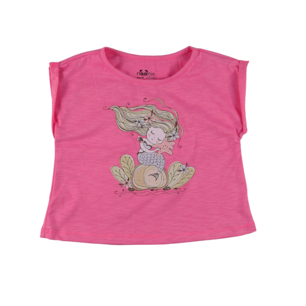 Noonie - Girls T-shirt (3-16 yo) - Dolman Sleeve Top- Cotton with Graphic DTF Print