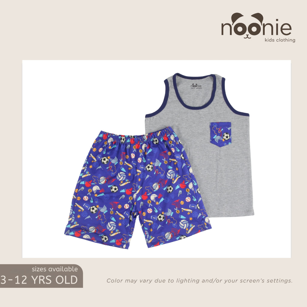 Noonie - Boys Terno (3-12yo)- Cotton Sando and Shorts Set Stretchable