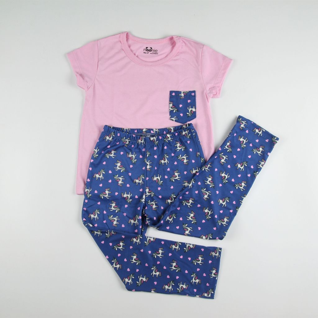 Noonie - Girls / Plus Terno (2-16Y) - Cotton T-shirt & Pajama Set - Sleepwear outfit for kids chubby