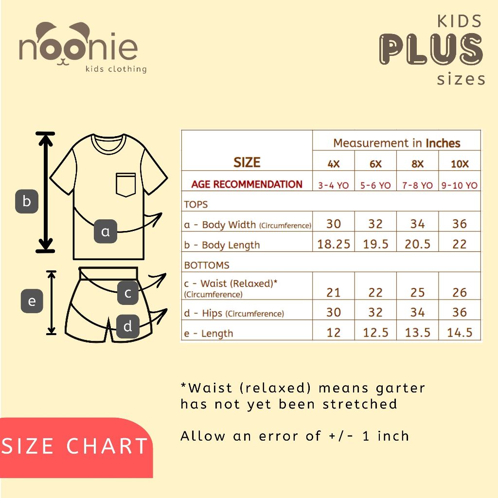 Noonie- Plus Size Kids (4-10yo)- Girls Shorts Set - Cotton Flutter Tops Terno Big Chubby Kids