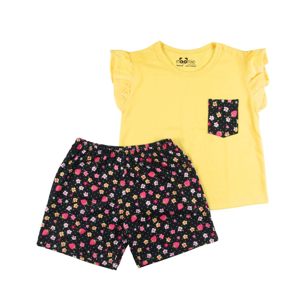Noonie- Plus Size Kids (4-10yo)- Girls Shorts Set - Cotton Flutter Tops Terno Big Chubby Kids