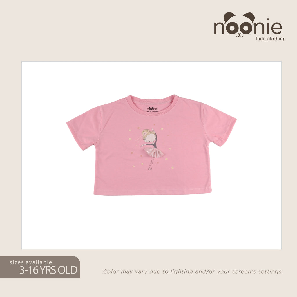 Noonie - Girls T-shirt (3-16 yo) - Cropped Top- Cotton with Graphic DTF Print