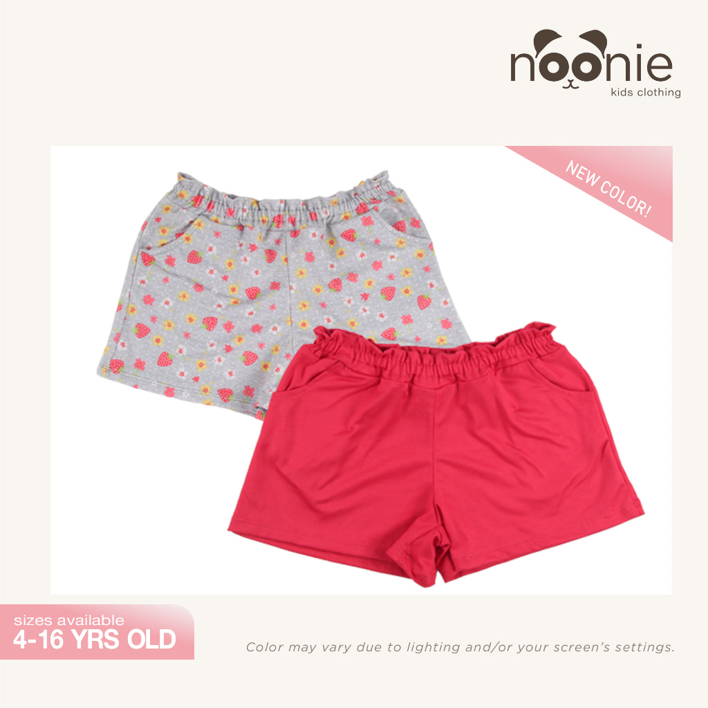 < Clearance >Noonie - 2pc Girls Shorts (4-16Y) - Stretchable 2-Pack Shorts with Pockets