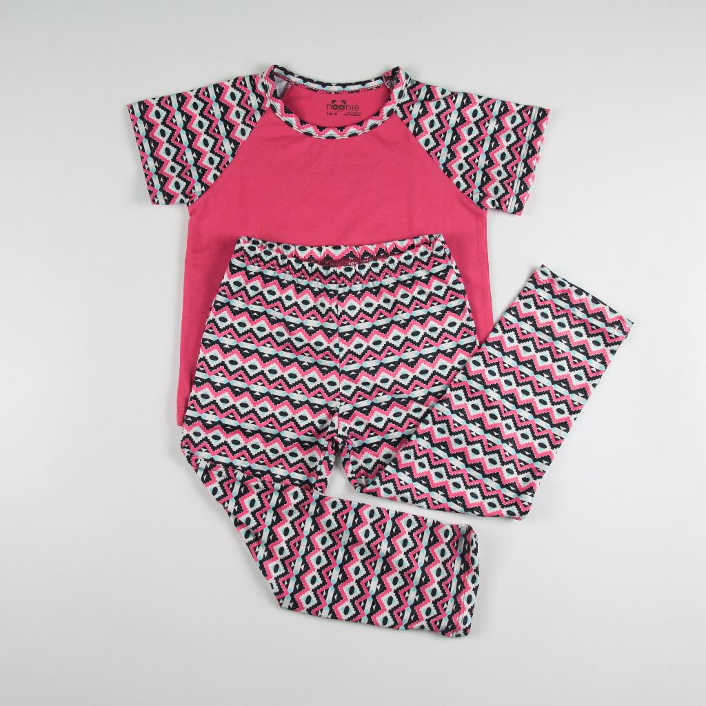 Noonie - Girls Terno (2-16Y) - Cotton Raglan & Pajama Set - Sleepwear Terno outfit for kids girls