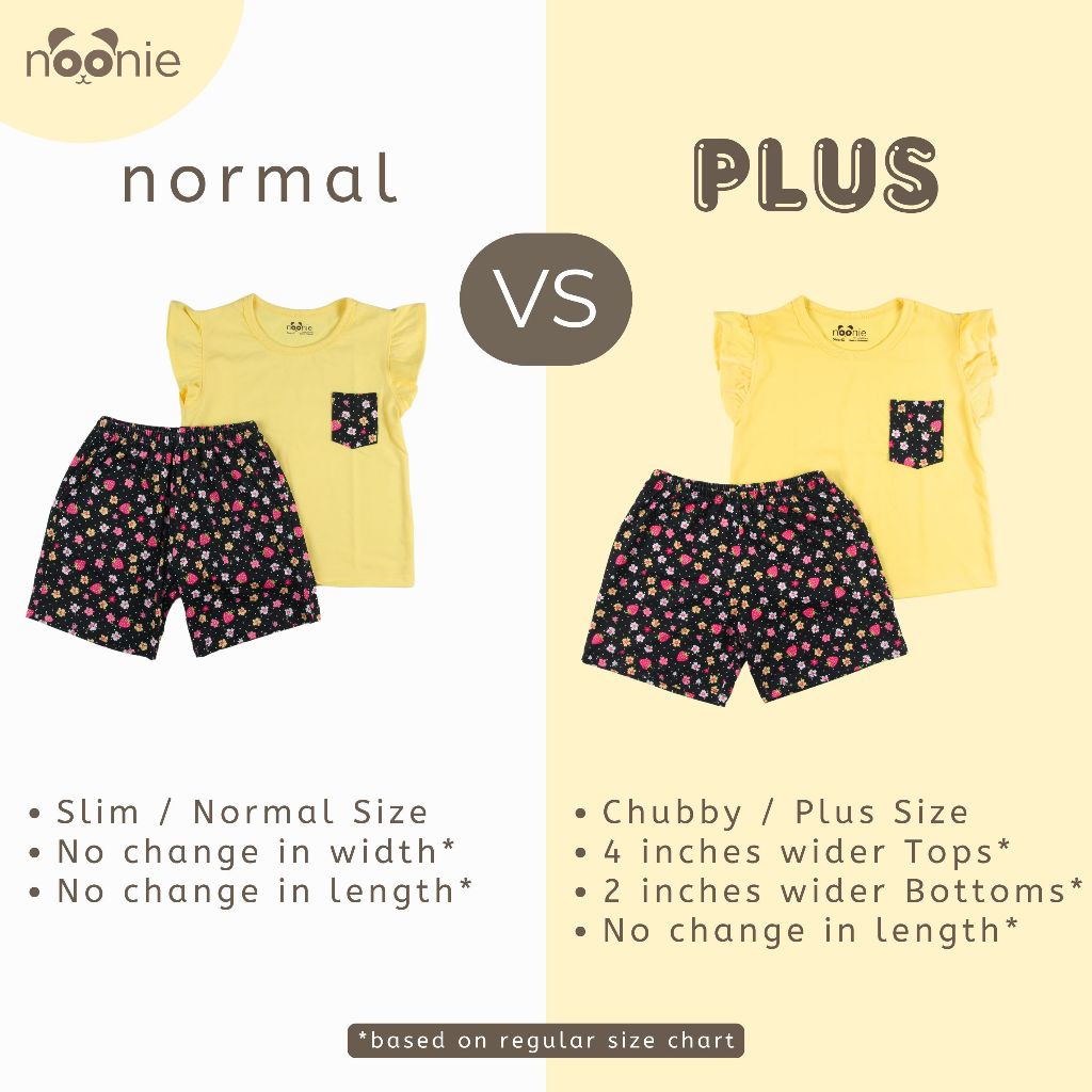 Noonie- Plus Size Kids (4-10yo)- Girls Shorts Set - Cotton Flutter Tops Terno Big Chubby Kids