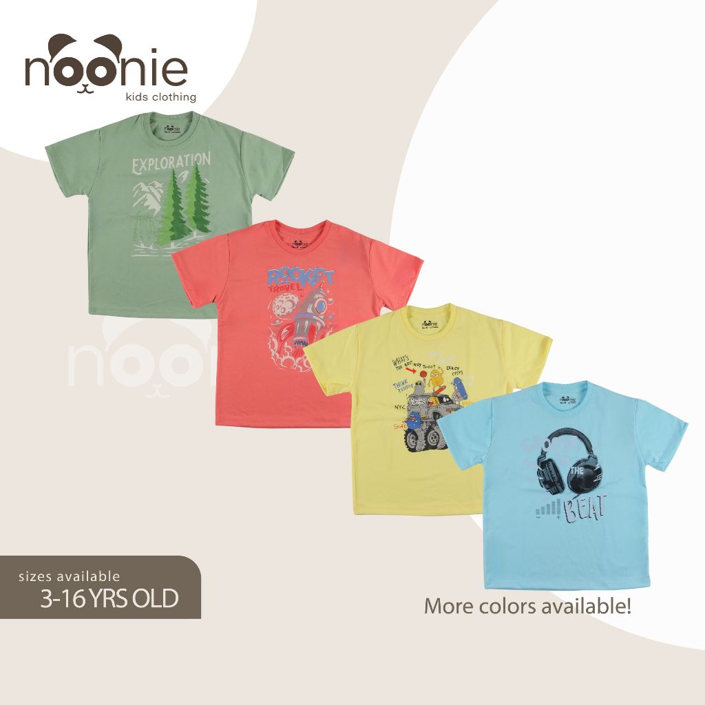 Noonie - BOYS T-shirt (3-16 yo) - T-Shirt Crew Round Neck- Cotton with Graphic DTF Print Tops