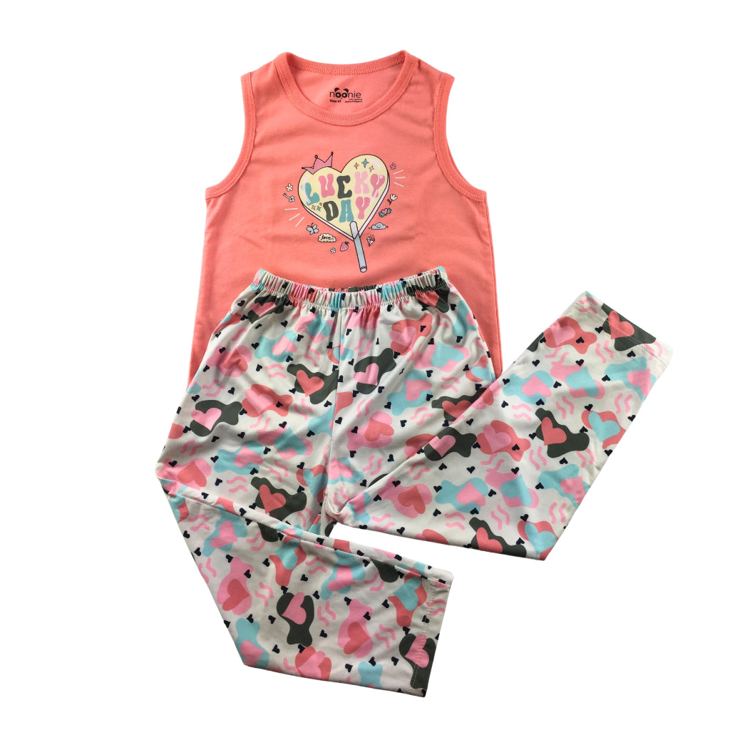 Noonie - Girls Terno (2-16yo) Premium Pajama Set - Cotton Sando with Graphic Print