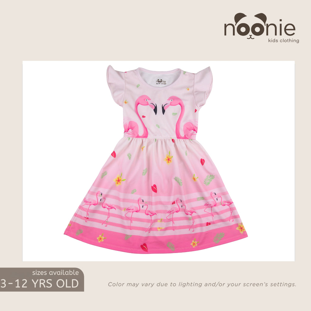 Noonie- Girls Dress (2-10Y) - Dress with Butterfly Sleeves 3D print