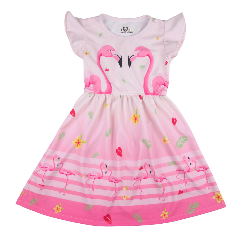 Noonie- Girls Dress (2-10Y) - Dress with Butterfly Sleeves 3D print