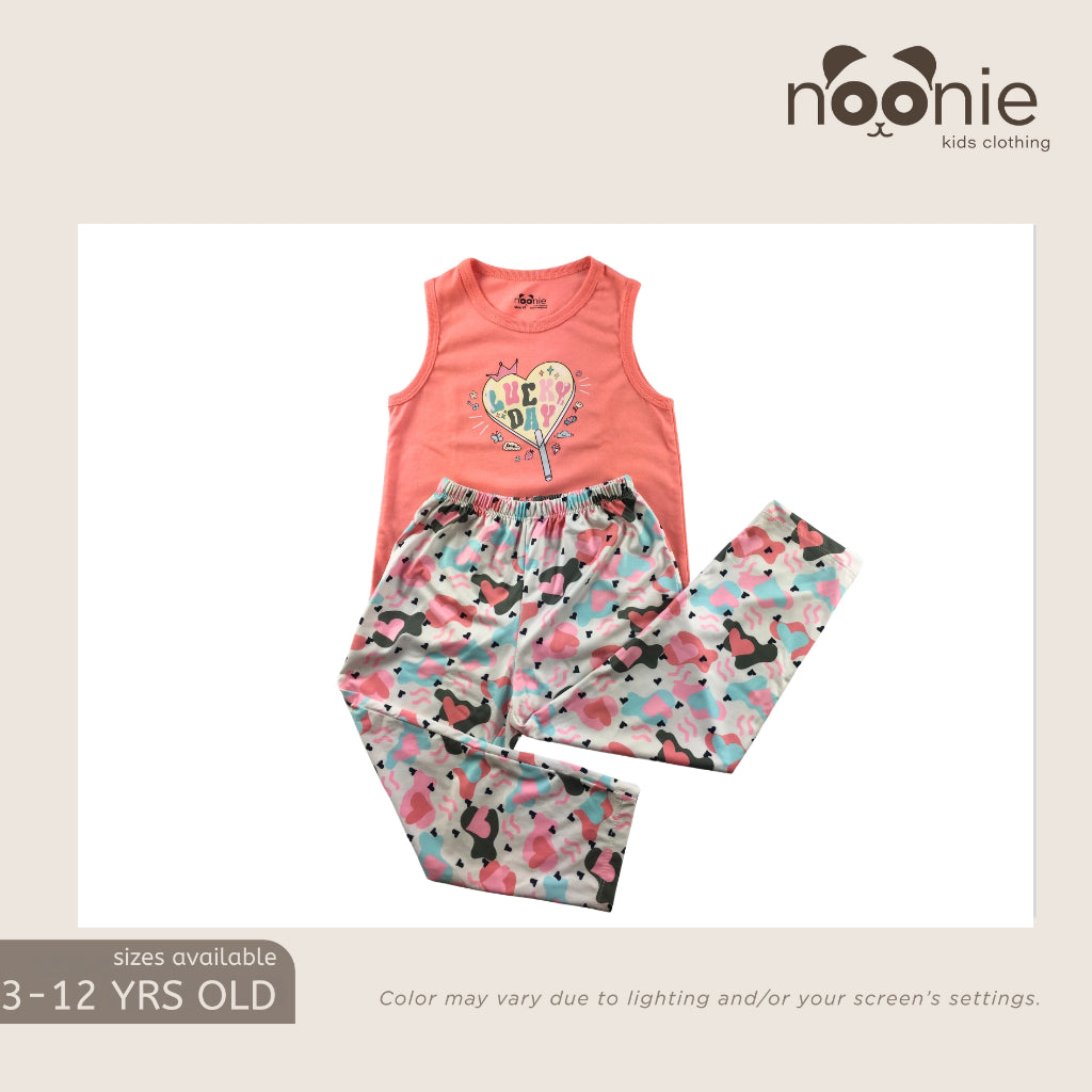 Noonie - Girls Terno (2-16yo) Premium Pajama Set - Cotton Sando with Graphic Print