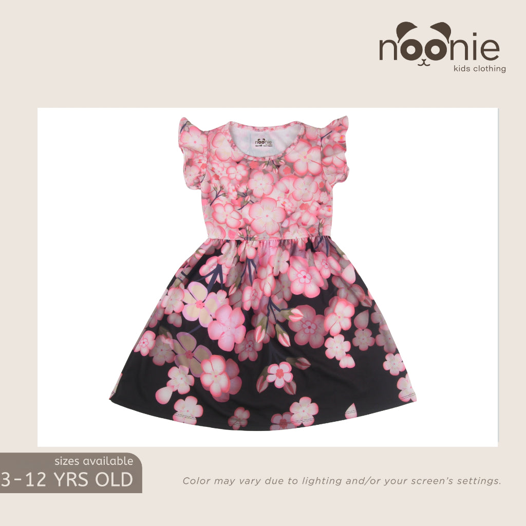 Noonie- Girls Dress (2-10Y) - Dress with Butterfly Sleeves 3D print