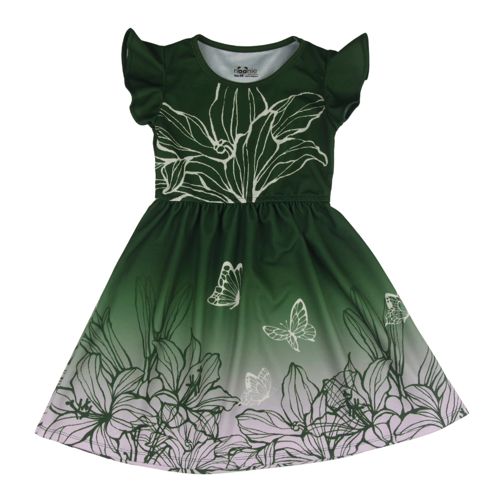 Noonie- Girls Dress (2-10Y) - Dress with Butterfly Sleeves 3D print