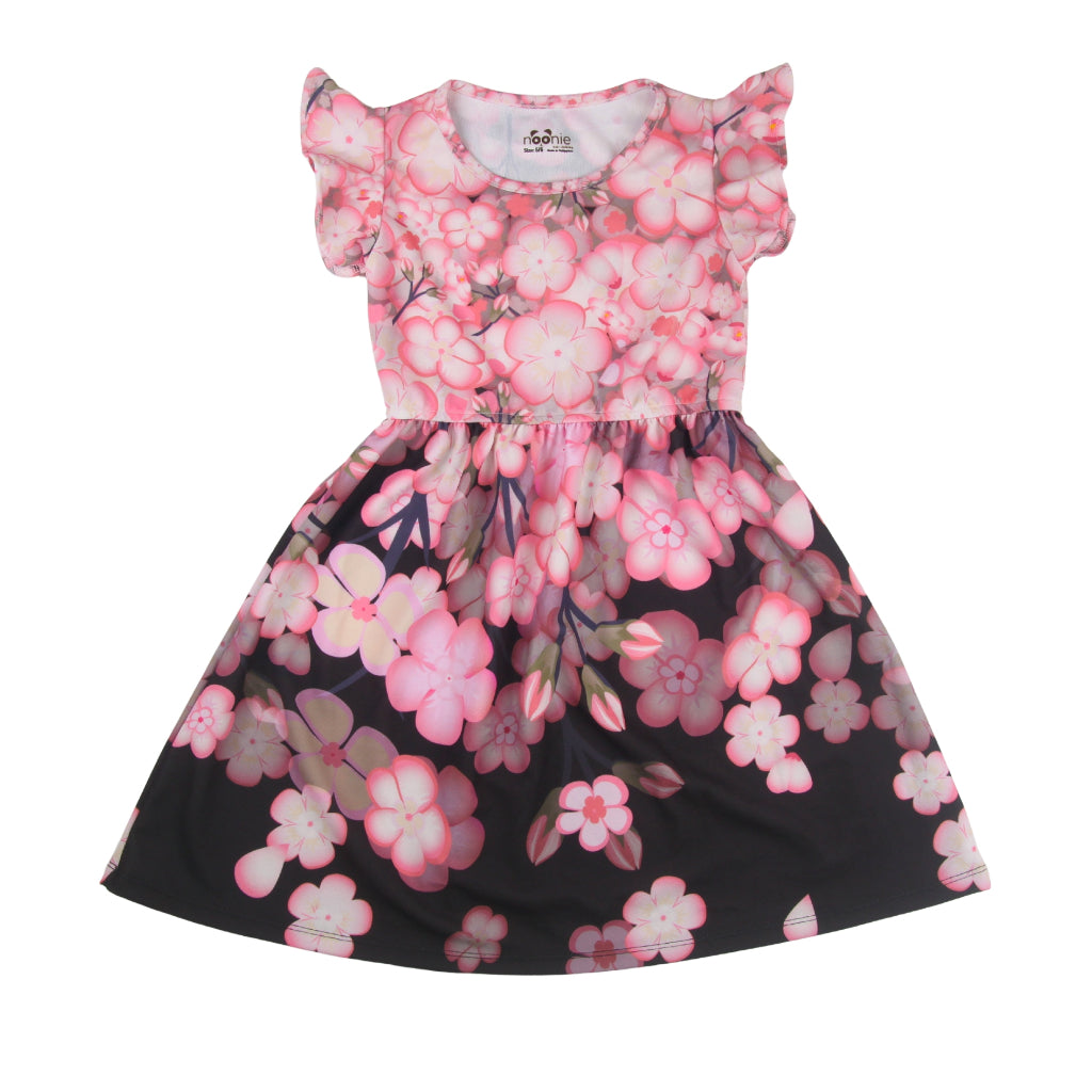 Noonie- Girls Dress (2-10Y) - Dress with Butterfly Sleeves 3D print