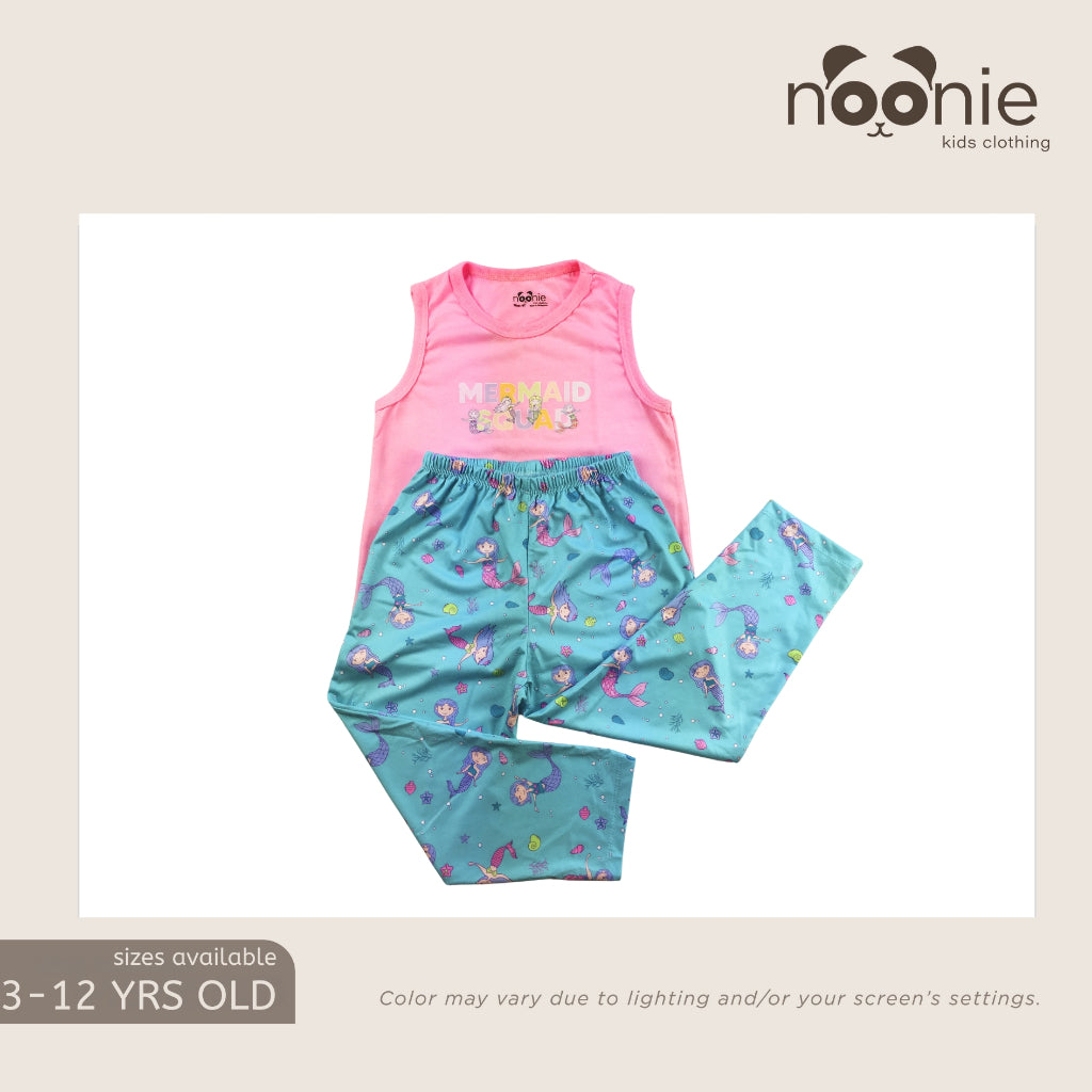 Noonie - Girls Terno (2-16yo) Premium Pajama Set - Cotton Sando with Graphic Print