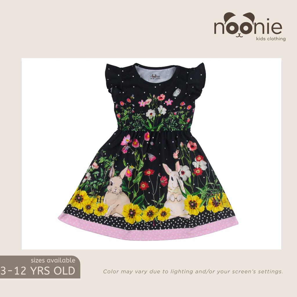 Noonie- Girls Dress (2-10Y) - Dress with Butterfly Sleeves 3D print
