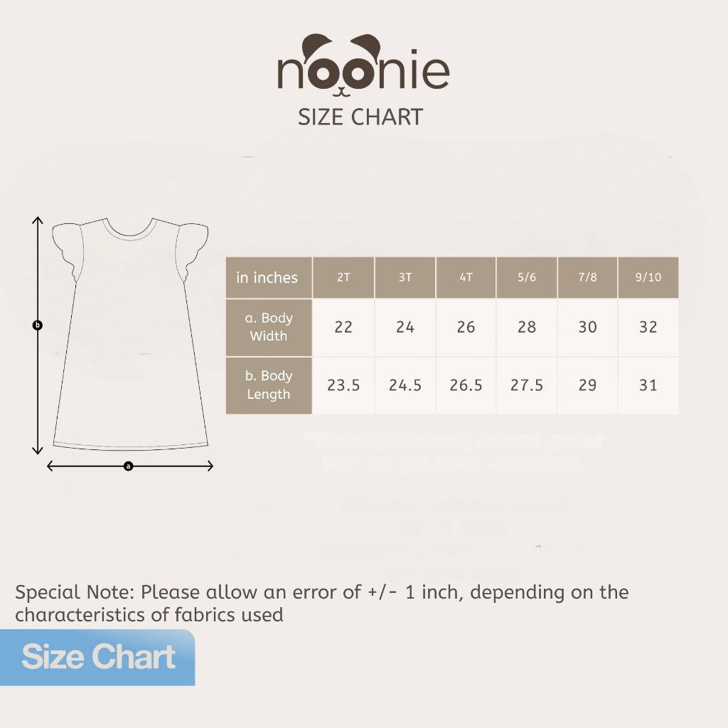 Noonie- Girls Dress (2-10Y) - Dress with Flutter 3D printed characters cartoons mermaid