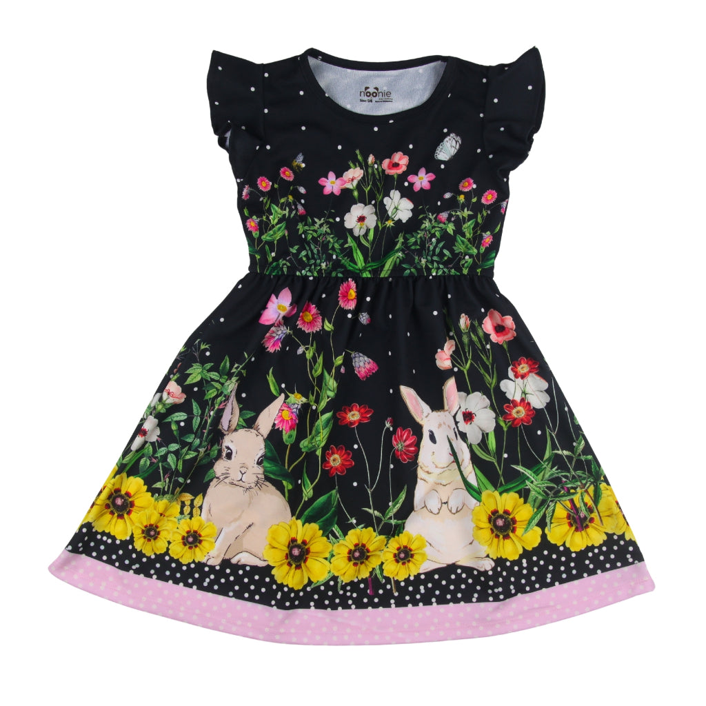 Noonie- Girls Dress (2-10Y) - Dress with Butterfly Sleeves 3D print