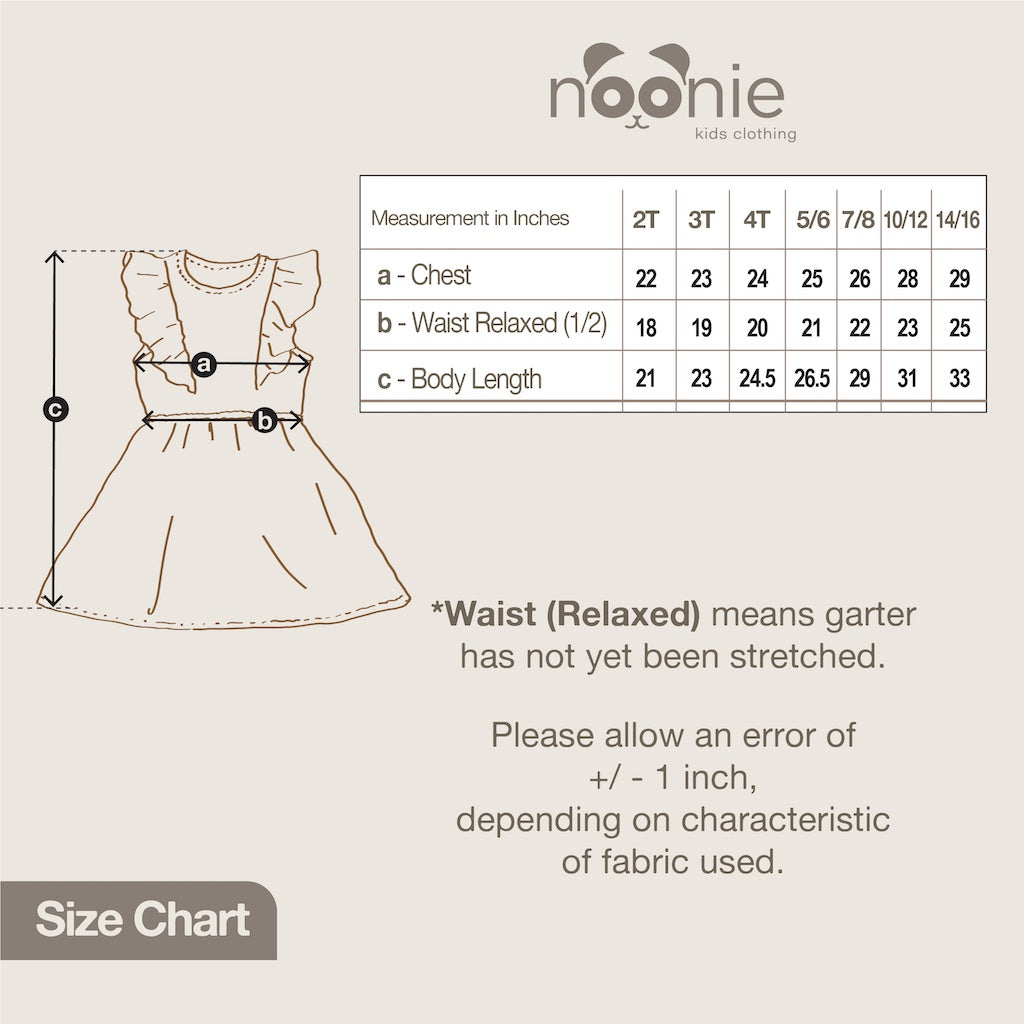 Noonie- Girls Dress (2-16Y) - Kids Dress Outfit for Girls - Ruffled Sleeves -Stretchable