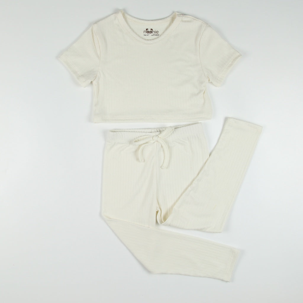 Noonie - Girls Set (2-16Y) - Crop Top & Leggings Stretchable - Terno Outfit for Kids Girl - Plain