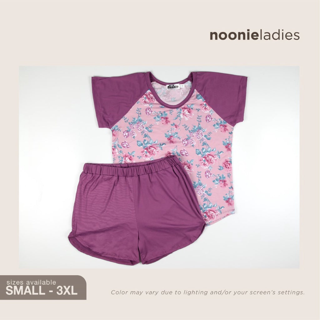 Noonie- Ladies Terno (S-3XL) - Sleepwear for Women - Stretchable Raglan T shirt & Shorts Set - Plus