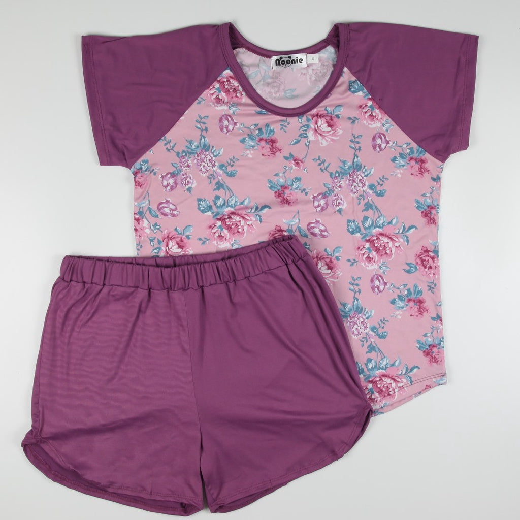 Noonie- Ladies Terno (S-3XL) - Sleepwear for Women - Stretchable Raglan T shirt & Shorts Set - Plus