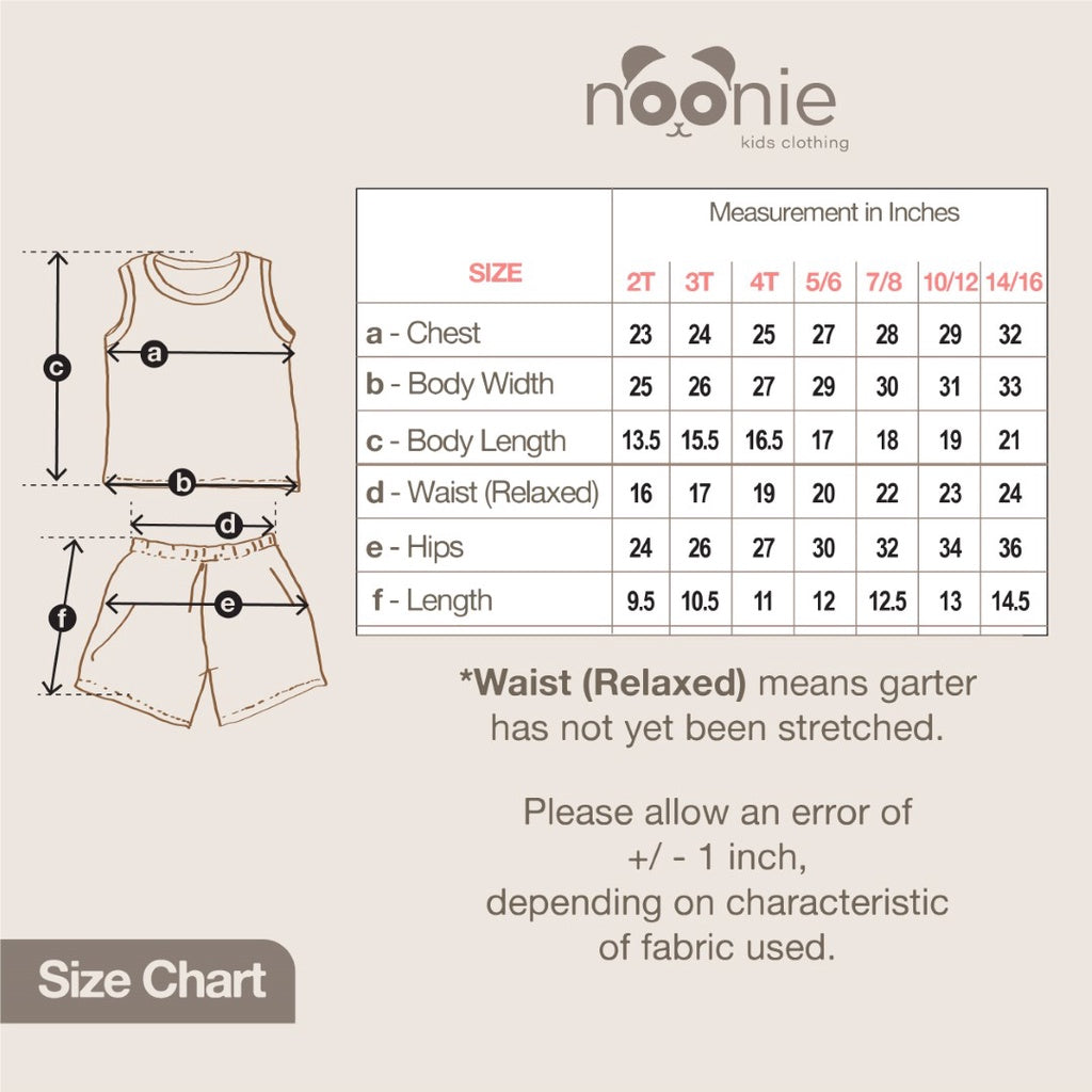 < Clearance >Noonie- Girls Terno (2-16Y) - Sando and Shorts Set Stretchable- Terno