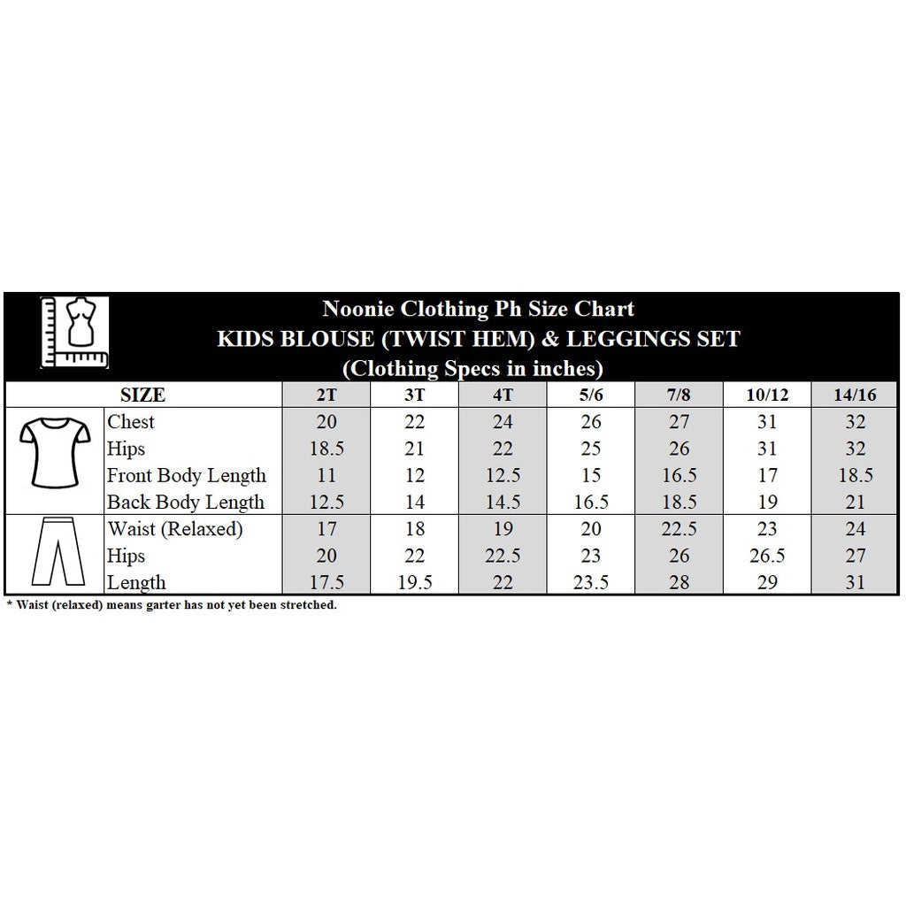 Noonie - Girls Set (2-16Y) - Stretchable Twist Hem Blouse with Leggings- Terno Outfit for kids Girl