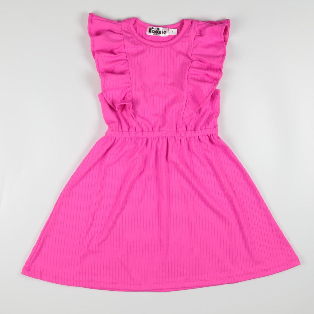 Noonie- Girls Dress (2-16Y) - Kids Dress Outfit for Girls - Ruffled Sleeves -Stretchable